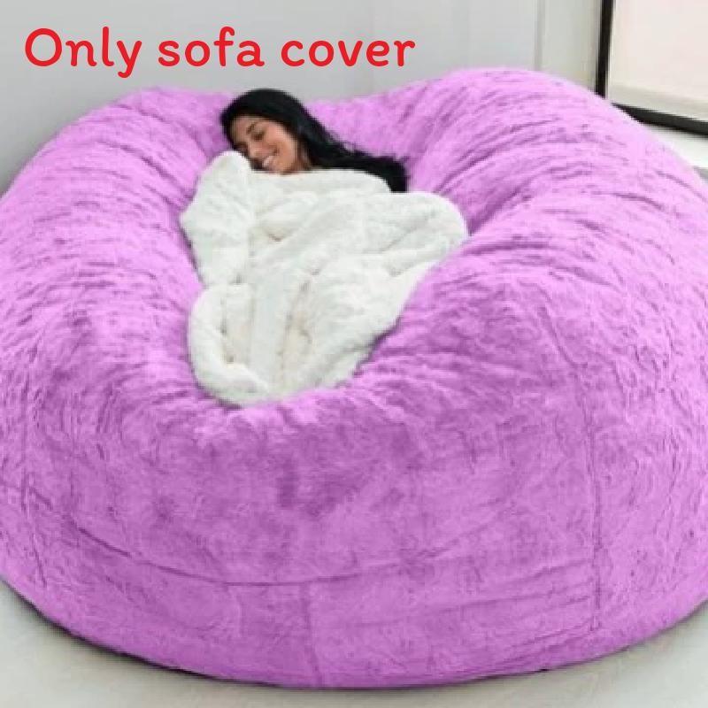 Solid Color Large Soft Plush Portable Living Room Lazy Sofa Cover Bean Cover Bag