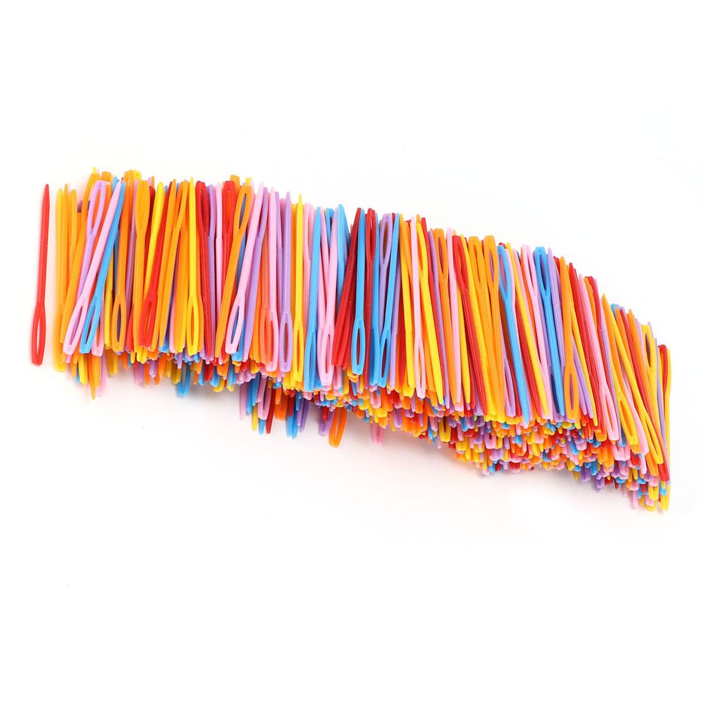 1000Pcs Plastic Sewing Needles Safety Big Eye Colorful Knitting Needle for Kids Crochet Darning