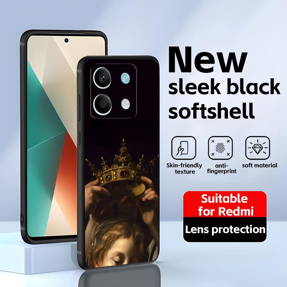 Картины эпохи Возрождения Чехол для телефона для Redmi Note 14 13 12 11 Pro Plus S 5G 14C A3 Мягкий черный чехол для телефона