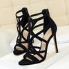 Bigtree European and American Roman Style Fine Heel 11cm Super High Heel Hollow Sexy Nightclub Sandals Summer High Heels