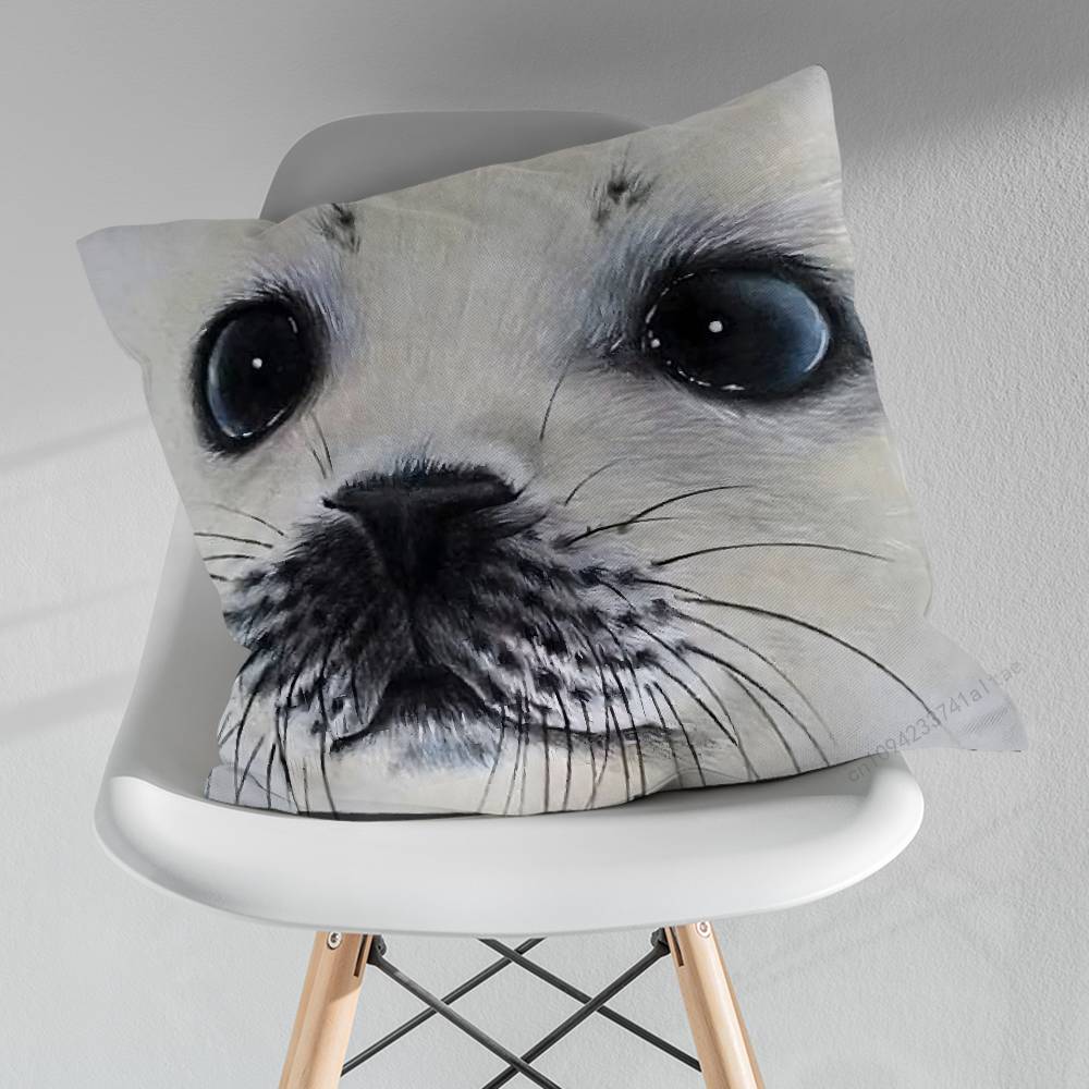 Animal Seal Cute Throw Pillow Case Living Room Sofa Cushion Cover For Home Bedroom Decoration Protector