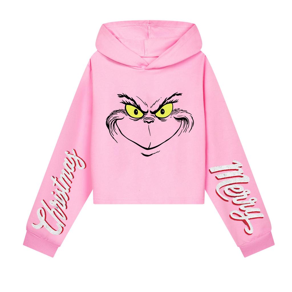 Kids' Casual Fashion Christmas Printed Long Sleeve Hooded Sweatshirt (No Drawstring)