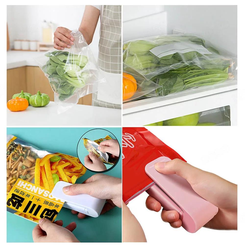 Mini Bag Sealer Storage Food Plastic Bag Clip Sealing Machine Portable Sealer Packing Seal Snack Kitchen Gadgets Battery Support