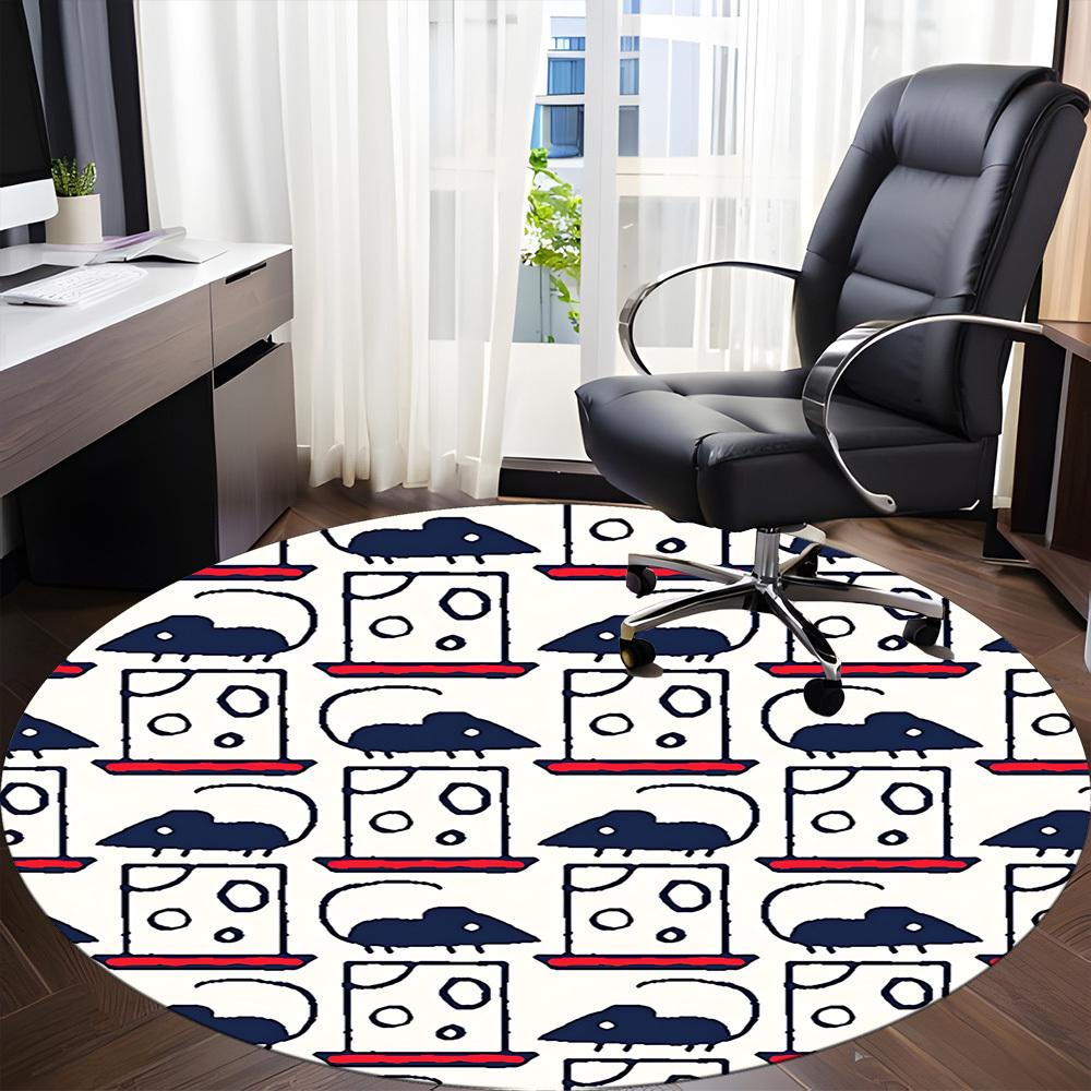 1pc Mouse Cheese Office Round Area Rug, Mat Suitable For Office, Under Office Chairs Bedroom Living Room Home Decor, Room Deco