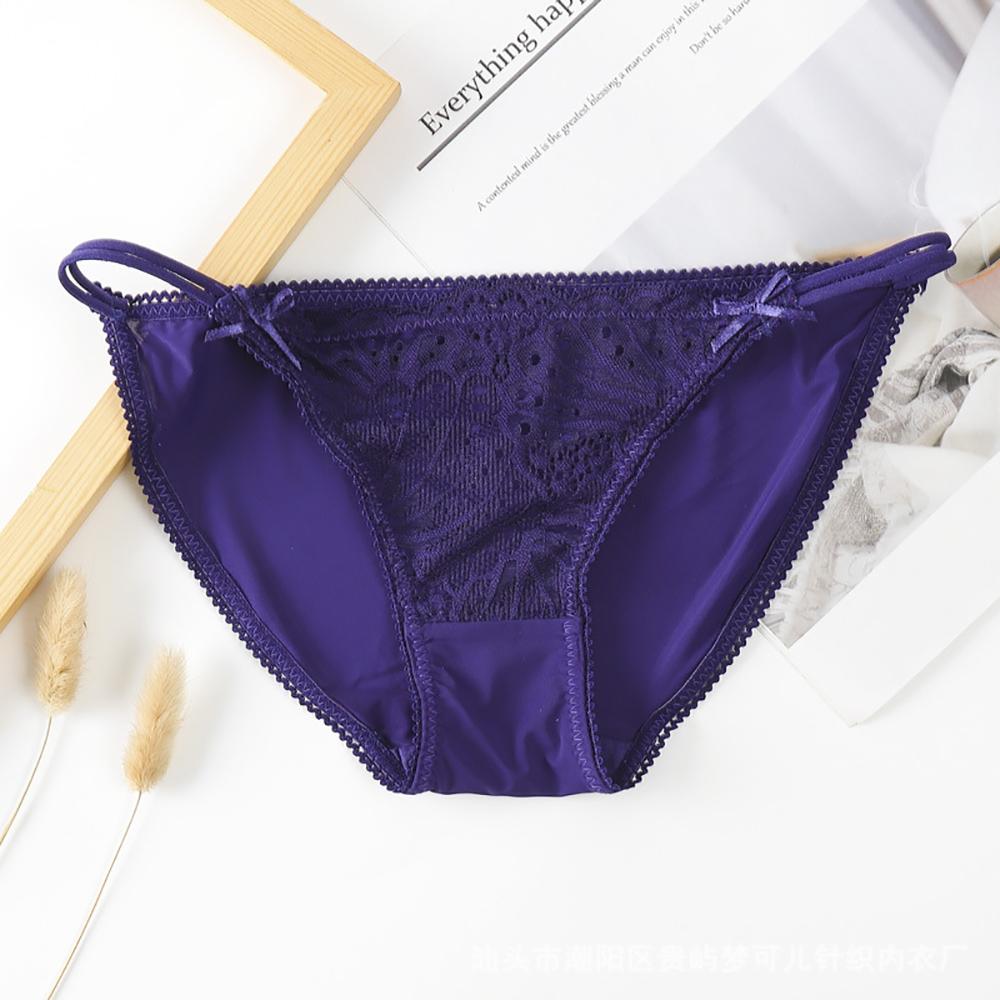 Soft Transparent Bandage Bow G-string Low-waist Women Thong Sexy Briefs Lace Panties Lingerie
