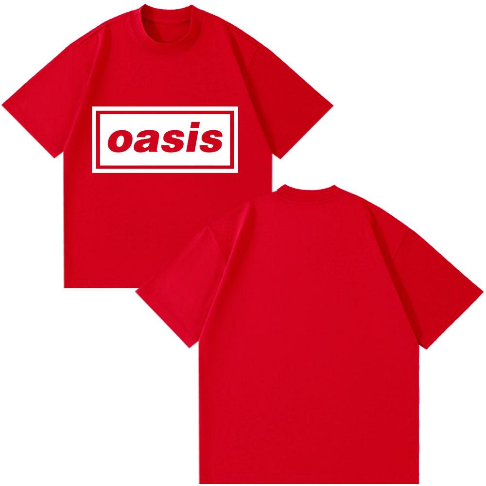 Rock Band O-Oasis Logo Print VintageUnisex Clothes for Teens Fashion Clothing Oversized Cotton Oversized Style T-shirts