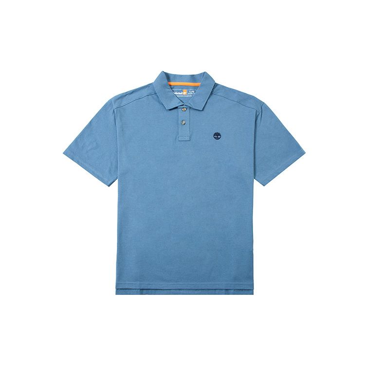 Timberland Повседневная рубашка поло с коротким рукавом и логотипом, мужская, синяя, A27AFDJ5