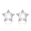 Fashion Korean Version Temperament Five-pointed Star, Female Stud Earrings, Cute Diamond-encrusted Double Star Ear Jewelry, Stud Earrings