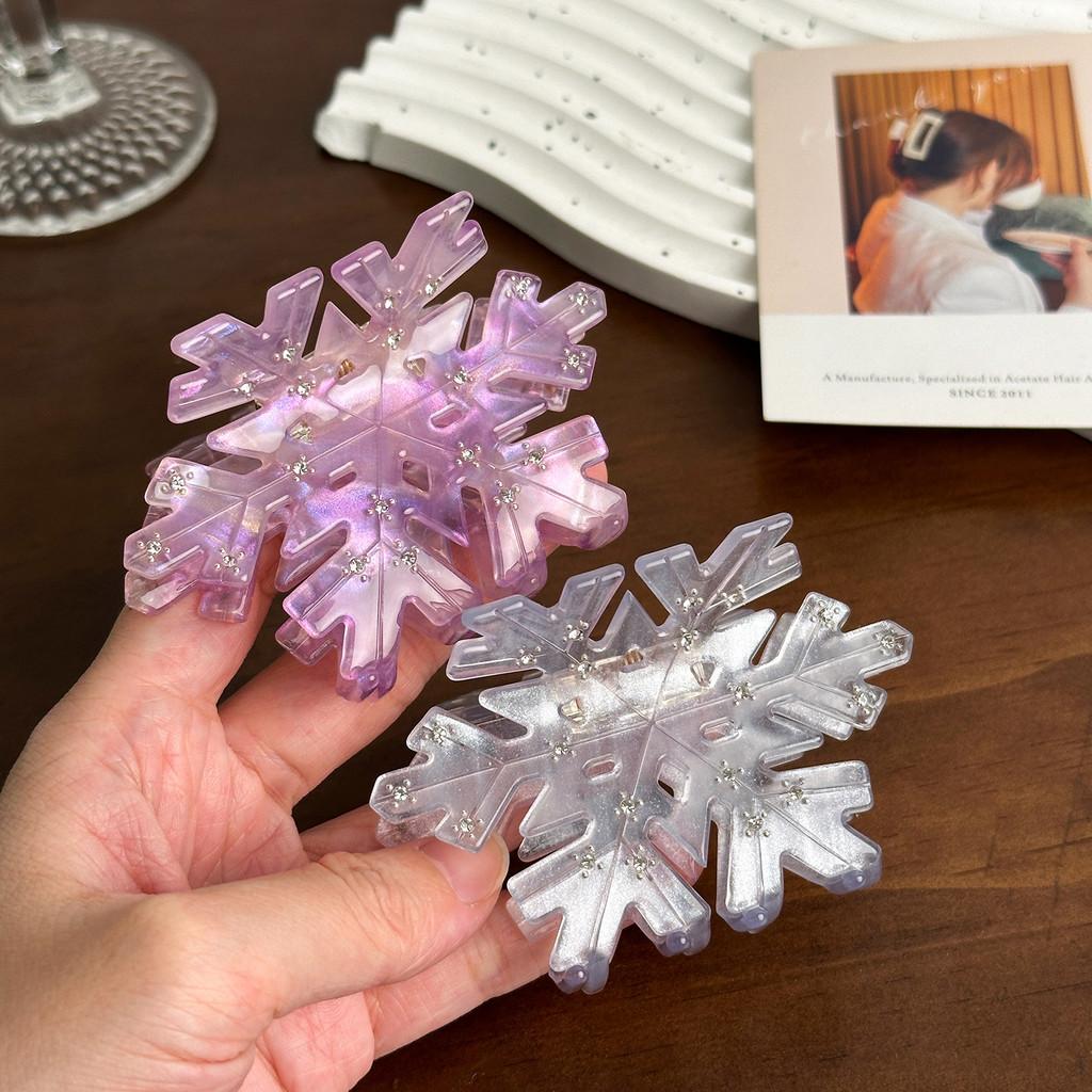 Потрясающая ацетатная заколка-краб для волос «Снежинка» с роскошными бриллиантовыми инкрустациями для женщин