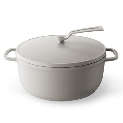 Чугунная эмалированная кастрюля 26 см Матовый льняной бежевый Приготовление без воды Выпечка без воды Специальная книга рецептов в комплекте Духовка Кастрюля 2 Самостоятельно стоящая крышка