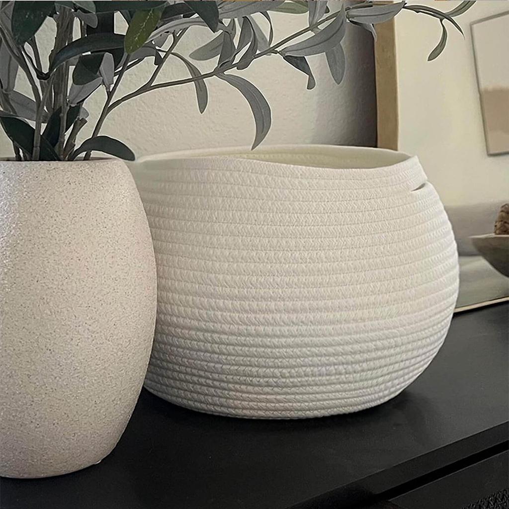 Плетеная корзина для хранения, декоративный контейнер, ящик для дома с ручкой, небольшой круглый завод для