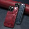 Luxury Leather Phone Case for iPhone 15 Pro Max 14 Plus 13 12 Pro 15Pro with Card Slot & Wrist Strap Holder Back Cover LS215