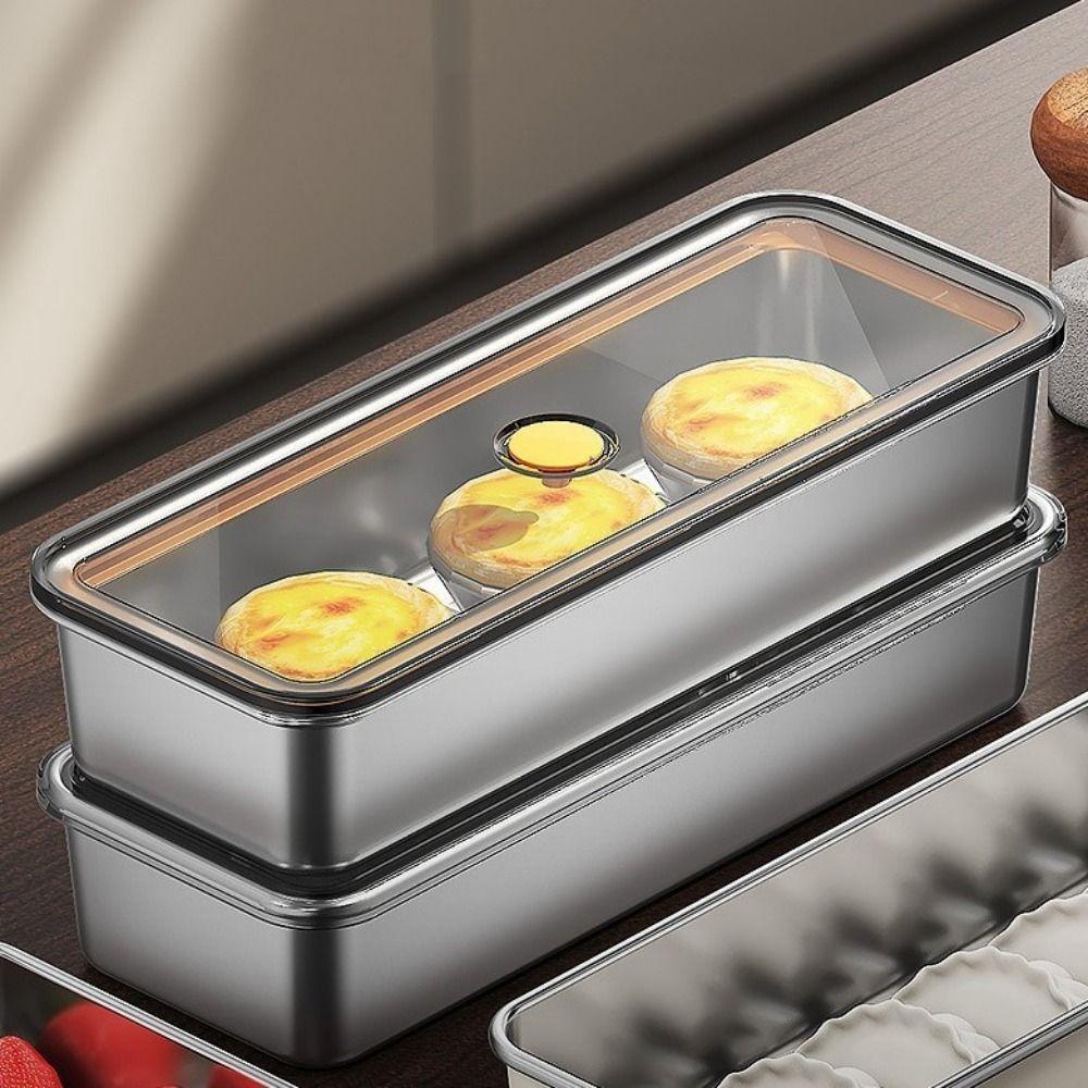 Контейнер для хранения продуктов из нержавеющей стали, большой емкости, прямоугольный, для еды, лапши, фруктов, герметичный, экономия места, для морозильной камеры, тарелки для еды