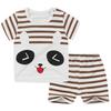 Комплект из 2 предметов в полоску для маленьких детей, футболка с короткими рукавами для мальчиков и девочек, костюм с шортами, летняя мультяшная хлопковая одежда