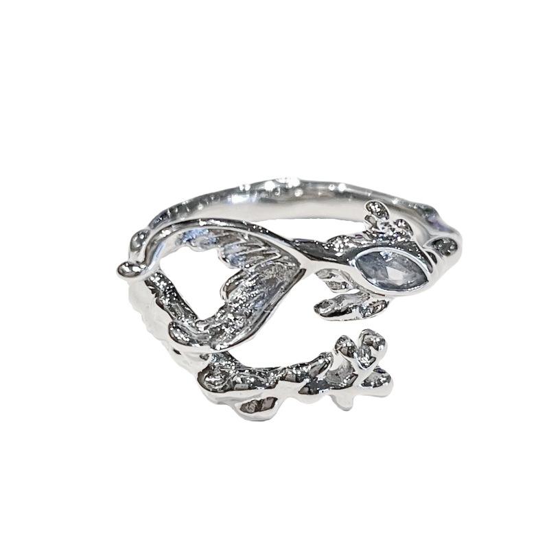 Новый нишевый дизайн кольцо с открытой бабочкой, темперамент высокого класса, рыбий хвост, золотая рыбка, французское кольцо в стиле легкой роскоши, женское