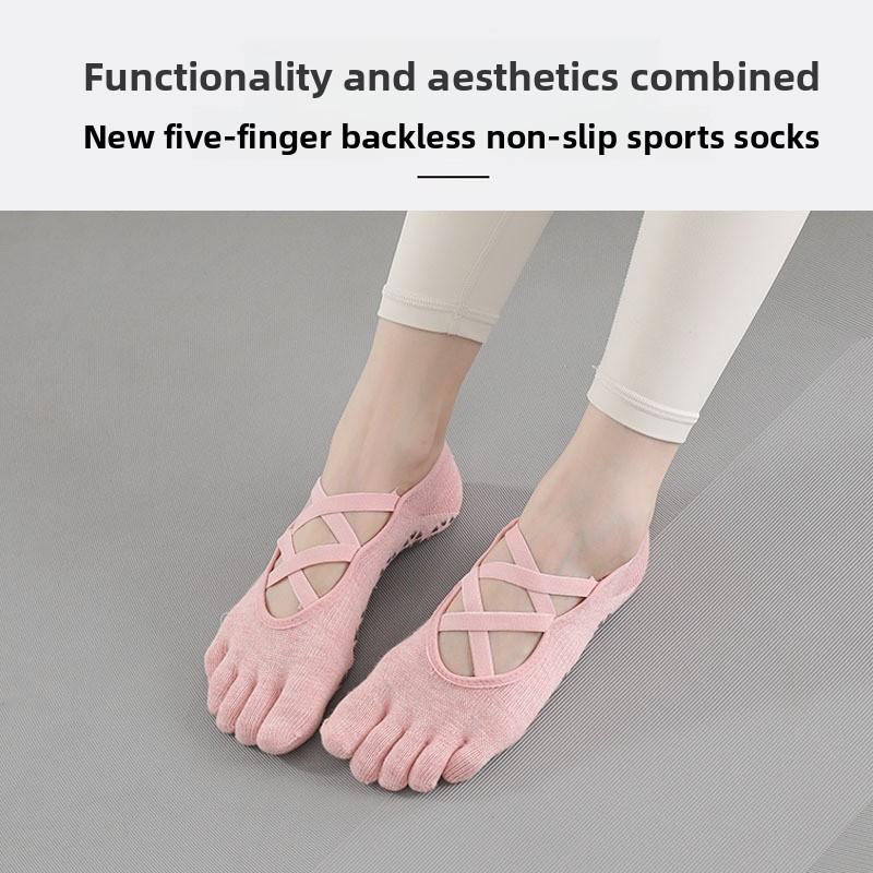 Five Toe Cotton Yoga Pilates Socks All Season Anti Friction Sweat-absorbing Breathable Toe-separated Straps Professional Sports