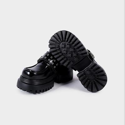 Весна Осень Лакированная кожа Клепки Металлическая пряжка Платформа Танкетка Женские Балетки Повседневные Толстая подошва Лоферы