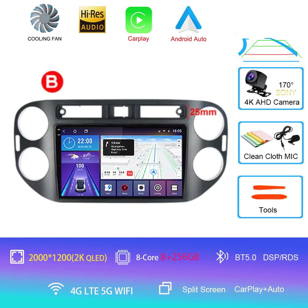 Автомобильное радио Android 14 для VW Volkswagen Tiguan 1 NF 2006 - 2016 беспроводной Carplay авто мультимедийный видеоплеер 4G GPS головное устройство BT