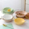 Керамическая двуручная миска в скандинавском стиле, бытовая креативная миска для лапши, суповая миска, миска для микроволновой печи, аэрофритюрницы, для выпечки, миска для фруктового салата