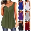 Womens Summer Sleeveless Solid Color Casual Swing Flowy Tank Tops With Buttons