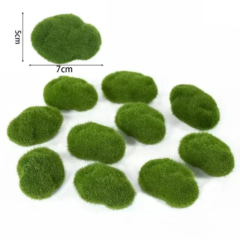 100/5PCS Artificial Moss Rocks Fake Stone Home Decor Creative Crafts Green Simulation Plant DIY Decoration For Garden Crafting