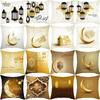 Eid Mubarak Ramadan Golden Moon Print Pillowcase Sofa Cushion Cover Islamic Muslim Home Bedroom Decor