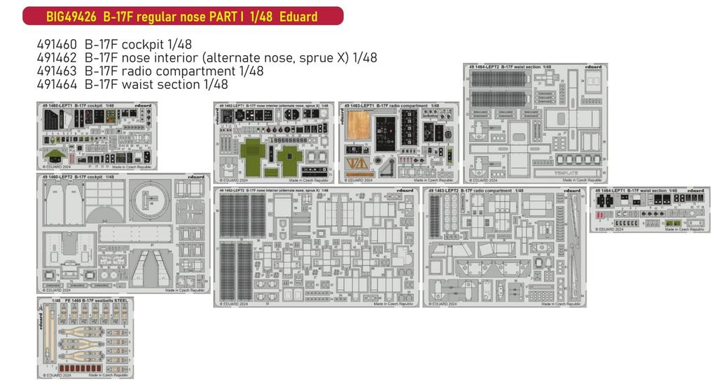 eduard Big Ed Нормальный Нос Деталь Оборудования Часть 1 Набор Деталей Пластиковая Модель Детали EDUBIG49426 1/48 B-17F (для Эдуарда)