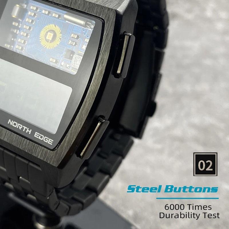 NORTH EDGE Мужские цифровые часы в стиле ретро, промышленный металл, водонепроницаемые, 50 м, спортивные часы для мужчин, мировое время, reloj de hombre