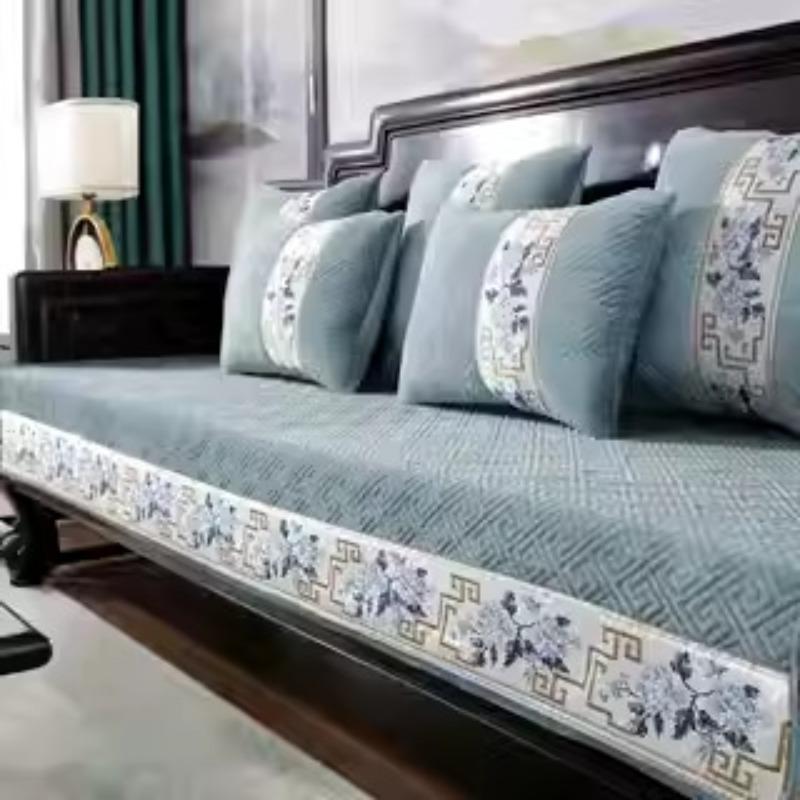 Living Solid Wood Sofa Cushion Four Seasons Universal New Chinese Style Cushion Autumn and Winter Thickening Non-Slip High-End Rosewood Sofa
