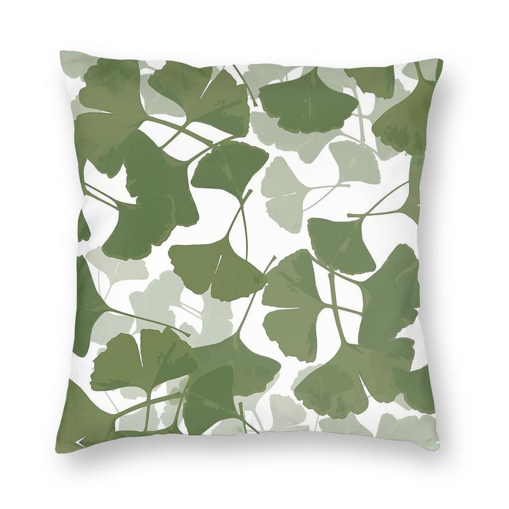 Ginkgo Leaves Square Pillowcase Polyester Linen Velvet Printed Zip Decorative Car Cushion Cover Wholesale