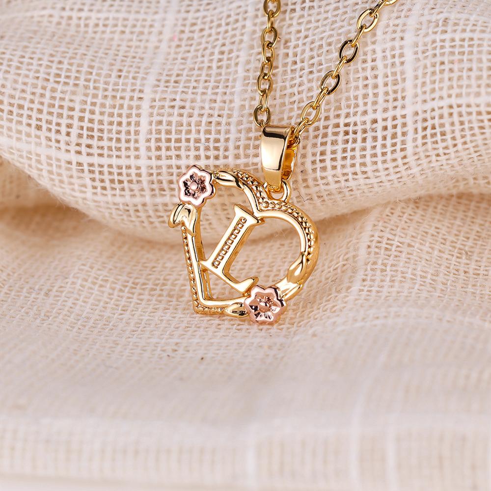 AZ буквы золотого цвета цветок инициалы ожерелье для женщин девушка сердце письмо колье ожерелье лучшие подарки алфавит ювелирные изделия