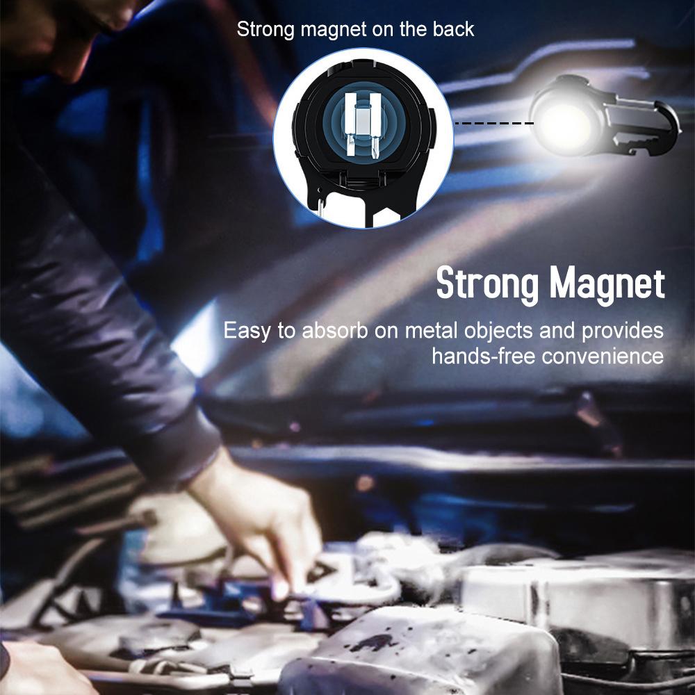 Мини-брелок-фонарик, светодиодный брелок для ключей, фонарик, вращающийся на 180 градусов, перезаряжаемый магнитный светильник