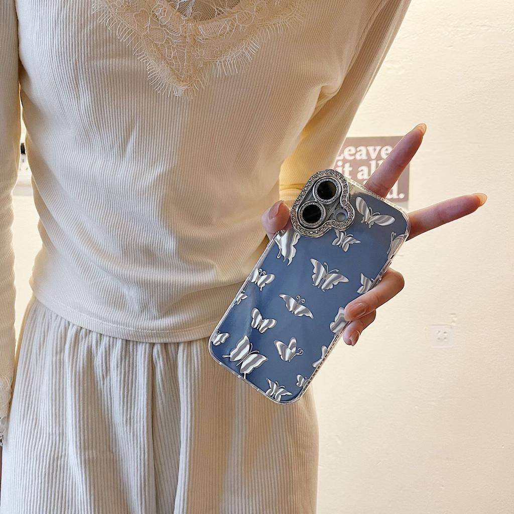 Applicable To Apple 16proMax Laser Love Phone Case IPhone 15 Butterfly Ripples 14 Advanced Sense Protection Case