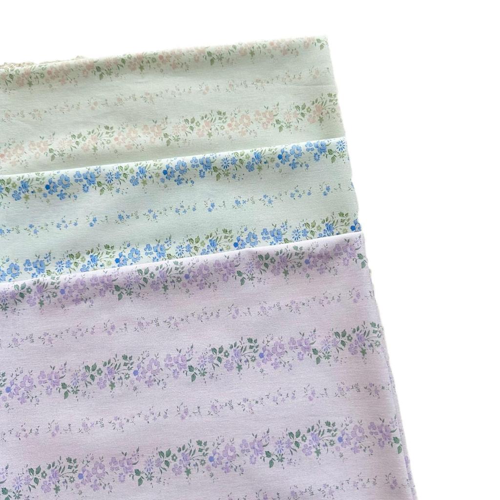 Хлопковая ткань 40-х годов с цифровой печатью, в корейском стиле, с цветочным принтом и полоской, для женской, детской, семейной и домашней одежды