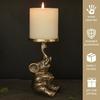Aluminium Elephant Pillar Candle Holder Statue for Home Decor | Tabletop Showpiece for New Home Diwali Ganpati Decoration