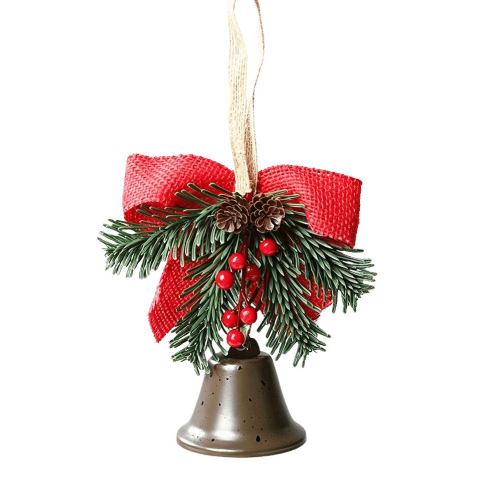 Artificial Pine Christmas Bell Pendant Metal Home Christmas Decoration New Year Supplies