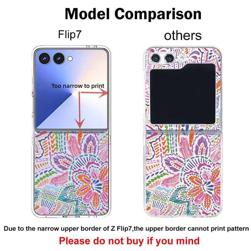 Прозрачный складной чехол для телефона с принтом мультяшных цветов для Samsung Galaxy Z Flip 7 FE 6 5 4 3 Flip7 Flip6 Flip5 5G, жесткая крышка из ПК