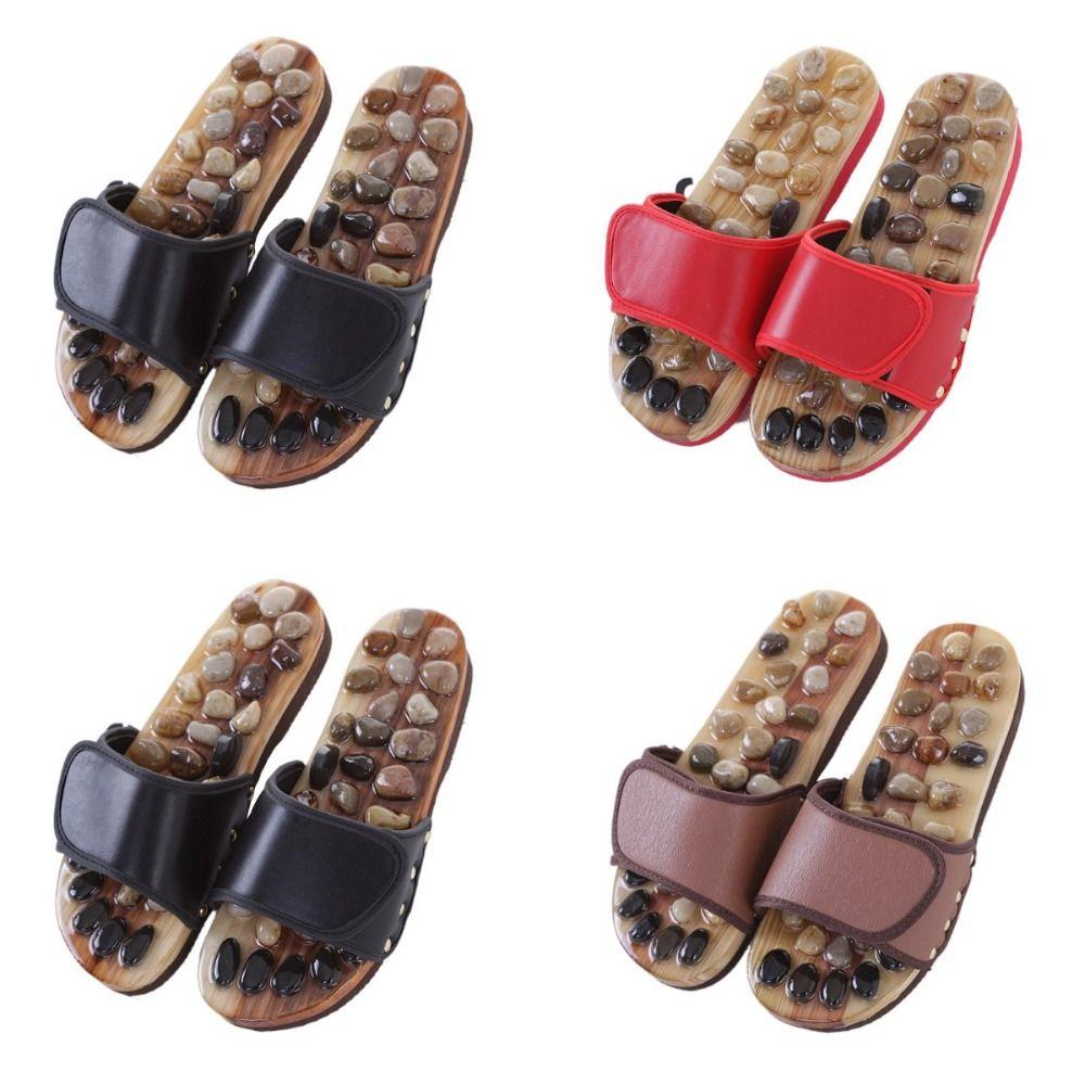 Feet Care Acupressure Massage Slippers Natural Pebbles Foot Massager Shoes  Foot Acupoint