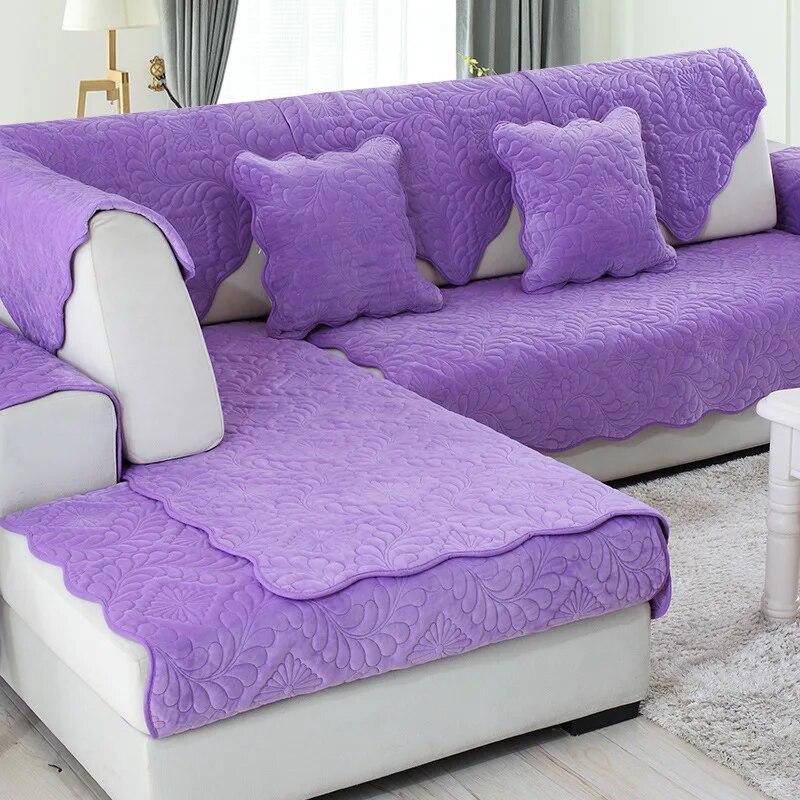 Стеганый чехол для дивана, полотенце, нескользящий чехол для дивана, плюшевый чехол из утолщенной ткани, современный серый, бежевый чехол для дивана, качественный чехол для дивана