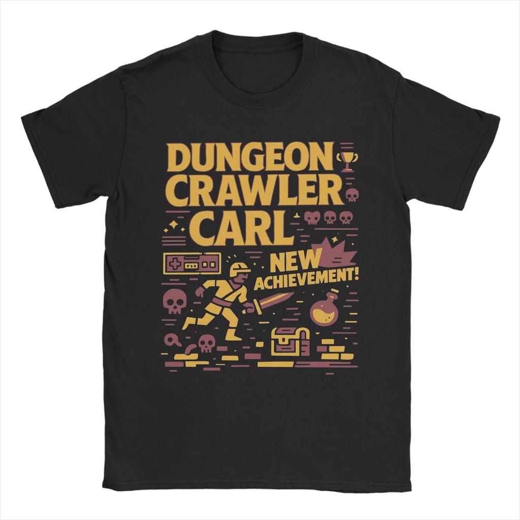 Men TShirts Dungeon Crawler Carl New Achievement Novelty Pure Cotton Tee Shirt Short Sleeve T Shirt Crewneck Clothes Plus Size