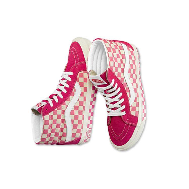 Vans Style 38 Checkerboard Slip-On Lightweight High-Top Skate Shoes Unisex Sneakers Pink White VN0A38GF2U9
