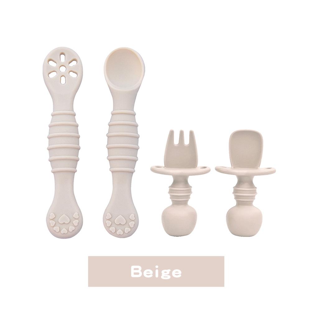 Silicone Baby Spoons Self Feeding Set Anti-Choking Soft Tip Toddler Utensils