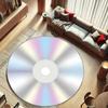 Круглый ковер в виде CD-диска Ретро-ковер с музыкальной тематикой Блестящий голографический напольный коврик Ностальгический стиль 90-х Модный дизайн интерьера