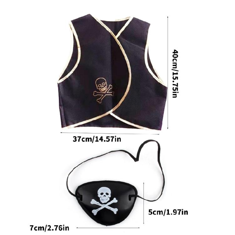 Pirate Costume Set Pirate Eye Patches Skull Pattern Pirate Hat Halloween Pirate Cosplay Accessories