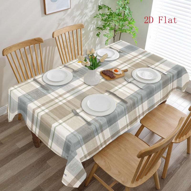 2D Flat 1pc - Rectangular Plaid Pattern Tablecloth, Polyester Rectangular Tablecloth - Perfect Holiday Home Decor Item, Suitable for Parties, Indoor,