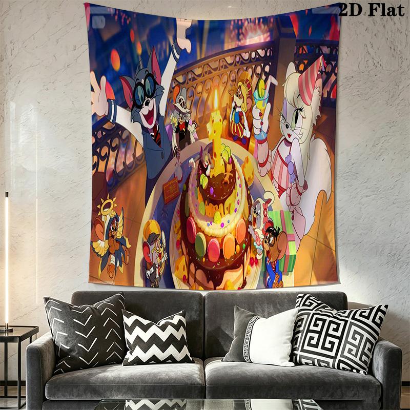 Tom Jerry Bubble Fun Tapestry Wallmounted Fashion Print Soft Background Wall Hanging Cloth Wall Covering Decoration