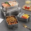 Stainless Steel Lunch Box Stackable Bento Box for Soup Salad Leftover Meals Portable Reusable Meal Prep Container for Home Work Travel Outdoors