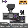 3 Camera Lens Car DVR 3-Channel Dash Cam HD 1080P Dash Camera Dual Lens Dashcam Video Recorder Black Box 24H Parking Monitoring