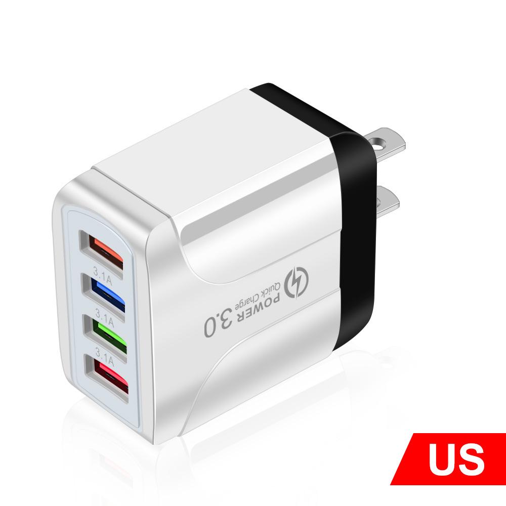 Цветное 4-портовое USB-зарядное устройство для путешествий 5 В / 2,4 А Быстрая зарядка - Австралийский стандарт