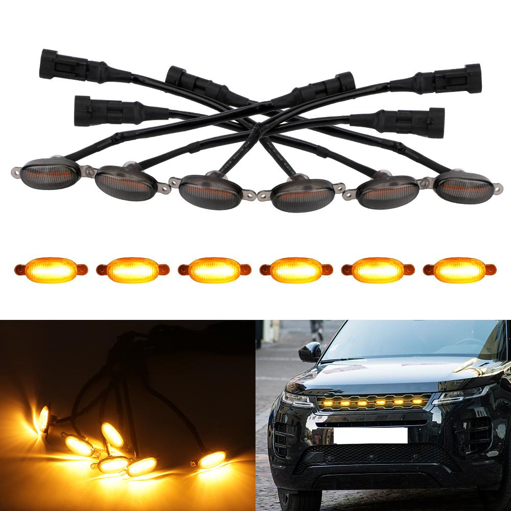 Автомобильный Eagle Eye Light Универсальный светодиодный комплект для подсветки решетки радиатора янтарного цвета 6 SMD 3030 12 В передняя решетка освещения